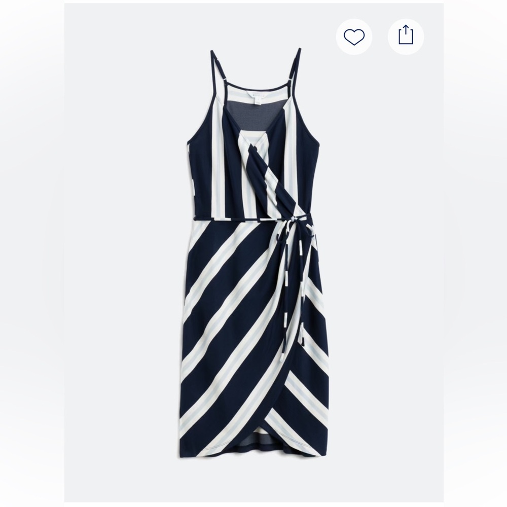 41 Hawthorn Blue and White Asymmetrical Wrap Sundress